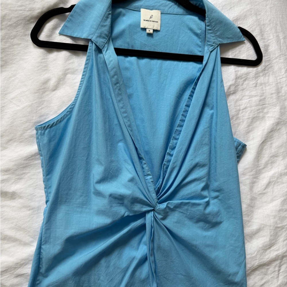 Sandro light blue twist-front sleeveless top